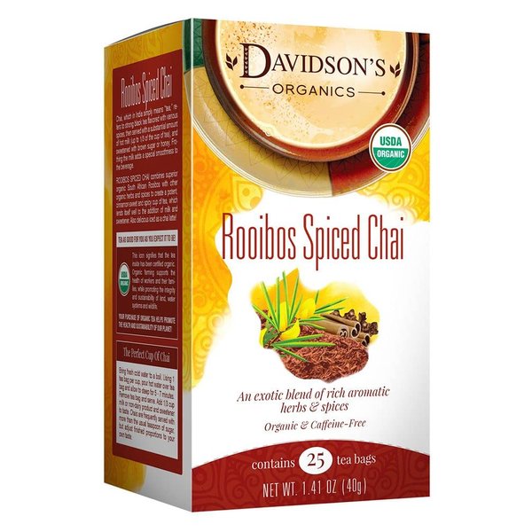 Davidson's Organics, Rooibos Spiced Chai, 25-count Tea Bags, Pack of 6