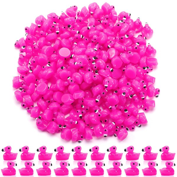Mini Resin Flamingo Ducks,100 Pcs Flamingo Tiny Ducks, Pink Flamingo Figurine Tiny Resin Animals Toy for Cake Topper Garden Dollhouse Garden DIY Crafts Party Aquarium Decor