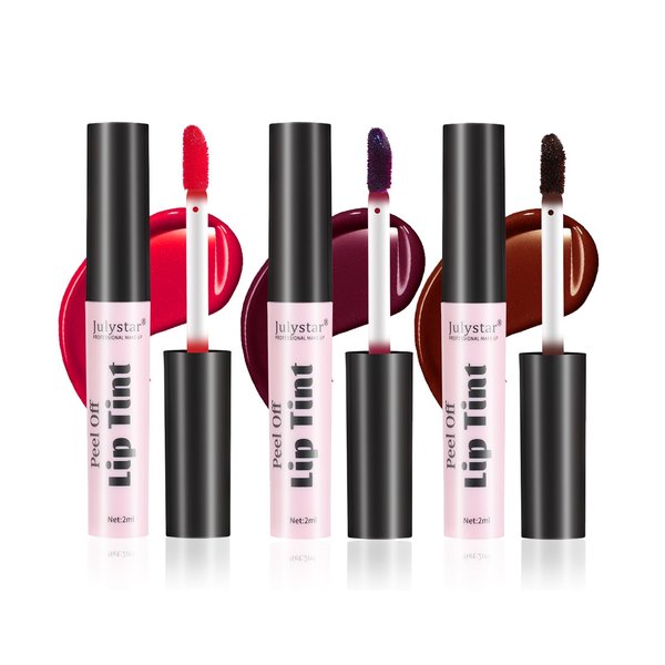 ONMYLOVIN 3 Colors Peel Off Matte Lip Tint, Peel Off Lip Stain, Matte Lasting Tattoo Lip Gloss, Non-Stick Cup Liquid Lipstick Tinted Lip Stain,Waterproof Formula (Color 4&5&6#)
