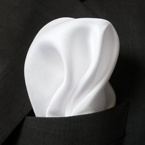 ROYAL SILK Fine White 100% Silk Pocket Square for Men Full-Sized 17"x17"