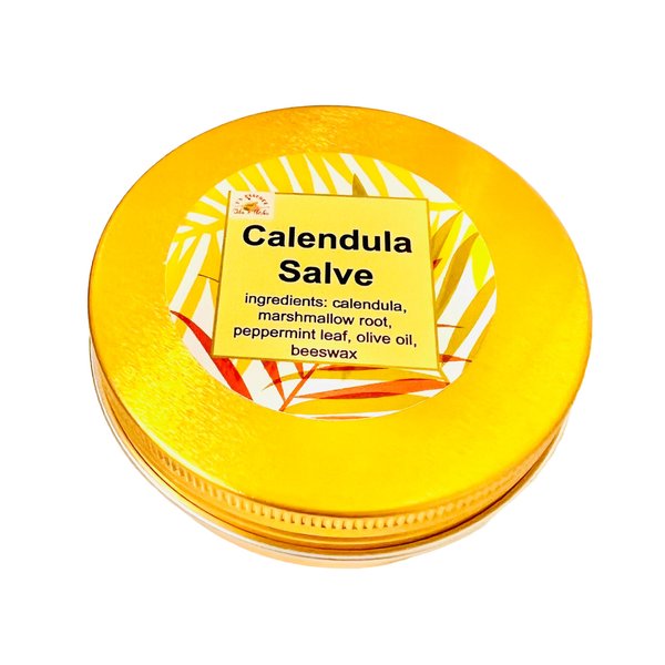 Calendula Salve - Eczema Psoriasis Sunburn General Body/Diaper Rash, Natural Herbal Ingredients, 2oz.