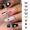 3D Bow Butterfly Flowers Nail Charms, Alloy Silver Butterfly Nail Charms with Rhinestones Gems, Colorful Variety Charms for Acrylic Nail Art Manicure DIY Crafts Jewel Accessories