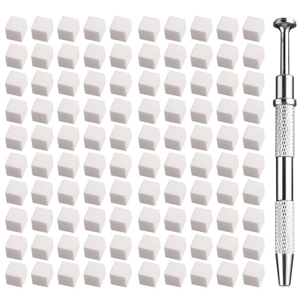 100 Pcs White Soft Nail Sponges for Ombre, 4 Claws Nail Sponge Metal Grabber,Ombre Nail Brush Nail Supplies Manicure Nail Art Tools Nail Accessories