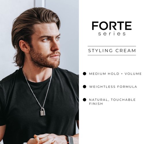 Hair Styling Cream for Men by Forte Series | Medium Hold Light Cream for Hair | Volumizing & Thickening Hair Cream for Men | Water Soluble Hair Texturizer for Easy Washout, (3 oz)