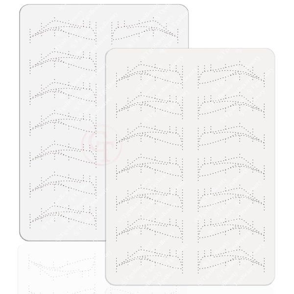 TgoBeauty 7 Pairs Brow Shapes Double Sided Design Eyebrow Spine 6 Nano stroke practice skin Silicone Practice Pad for Permanent Makeup Training (White Skins-4pcs)