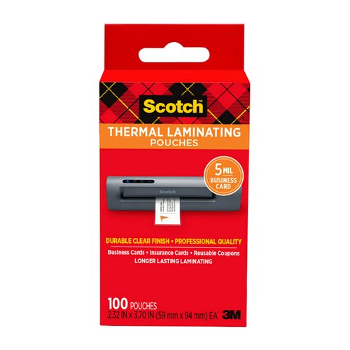 Scotch Thermal Laminating Pouches, 5 Mil Thick for Extra Protection, 2.32 x 3.70-Inches, Business Card Size, 100-Pack (TP5851-100)