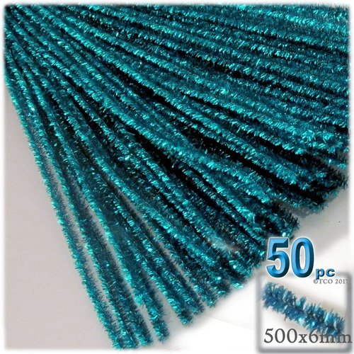 The Crafts Outlet Chenille Sparkly Stems, Pipe Cleaner, 20-in (50-cm), 50-pc, Light Green