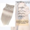 Women Hairpieces with Clips,OiMiGO Clip in Human Hair Extensions, Human Hair White 70g 5pcs 18Inch for Woman Beauty & Fashion Soft 10A Human Hair Straight Hair Extension (#ice white,18Inch)
