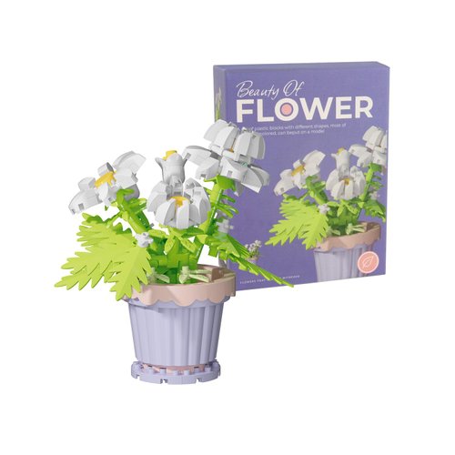 BOROLA Mini Building Block Colorful Flower Potted Plants Set, Cute Small Toy Plant Basket, Creative Block Flower Collection Home Office Decor Desktop Trinkets Birthday Gifts(Blocks Daisy)