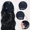Aida ble Drawstring Ponytail Extension 24 Inch Pony Tails Hair Extensions Long Curly Wavy Black Ponytail Hair Extension Natural Synthetic Ponytail Hair Pieces for Women (Black)