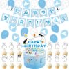 32Pcs Polar Bear Theme Birthday Party Supplies and Decorations Polar Bear Happy Birthday Banner,Latex Balloon, Cupcake Toppers, Set animal Birthday Party Supplies for Kids Family