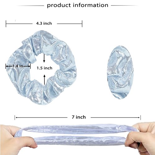 12 Pcs Shiny Metallic Cheer Dance Hair Scrunchies For Thick Hair School Performance/Sports/Practice/Party/Gymnastics Scrunchie Ponytail Holder Wrist for Girls Cosplay Show (Red)