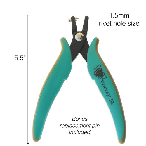 Vintaj Tools by The Beadsmith 1.5mm Metal Hole Punch Pliers with Gauge Guard – Create Clean Holes – 1.5mm Cold Connection – 22 Gauge Sheet Metal or Thinner – Not Intended for Thicker Metal