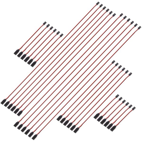 30 Pcs 3-Pin Extension Cable Cord Male to Female Lead Wire Connectors for Servo Extension Connection Control Board Remote Control Parts - 5 Sizes
