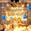CANREVEL Happy Birthday Banner 13pcs 16 Inch Mylar Foil Letters Sign with 8pcs Star Balloons Birthday Party Decorations for Kids and Adults - 3D Silver Blue