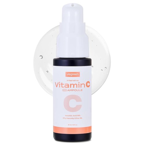 VEGREEN Intensive Waterless Pure Vitamin C Face Serum Ampoule Korean Skin Care | Glass Skin Ampoule Serum Skin Barrier Repair | Age-Defying & Skin Brightening Serum w/Chamomile Extract 1.01 fl oz