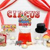 KEWEYA Circus Happy Birthday Cake Topper Decorations Red Blue Carnival Theme Birthday Cake Decor Party Supplies Circus Theme Cake Backdrop for Kids Baby Shower Sign