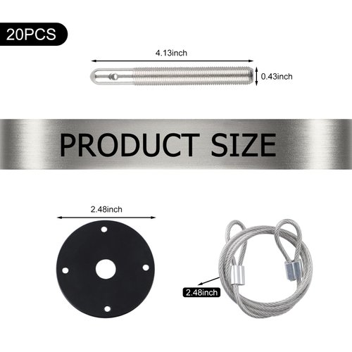 GRANDI 20 PCS Tuning Racing Cable Hood Locks Kit, Metal Hood Pin Lock Clip with Safety Lanyard, Reduce Shaking Fixing Engine Cover Accessory, Universal for Most Cars, Trucks, SUVs (Black)