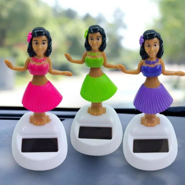 Blue Solar Powered Dancing Hula Girl Dashboard Decorations Swinging Bobbleheads Toy Collection Figurines for Auto Interior Home Decor Solar Power Toys and Games