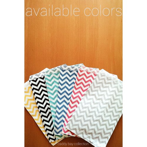 200 pcs Pink Chevron Paper Gift Bags Shopping Sales Tote Bags 6 x 9 Zig Zag Design-Caddy Bay Collection