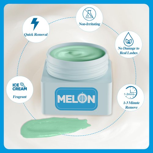 KevKev Lash Remover for Lash Extensions Eyelash Extension Remover Kit 10ml Melon Flavor Lash Glue Remover with Eye Patch Brushes Quick Dissolves Low Irritation For Professional Use Only(Melon)