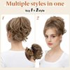 youngways Claw Clip Short Ponytail Messy Bun Hair Piece Bendable Hair Branch Extensions Fluffy Wavy Curly Synthetic Versatile Cream Blonde Hairpieces
