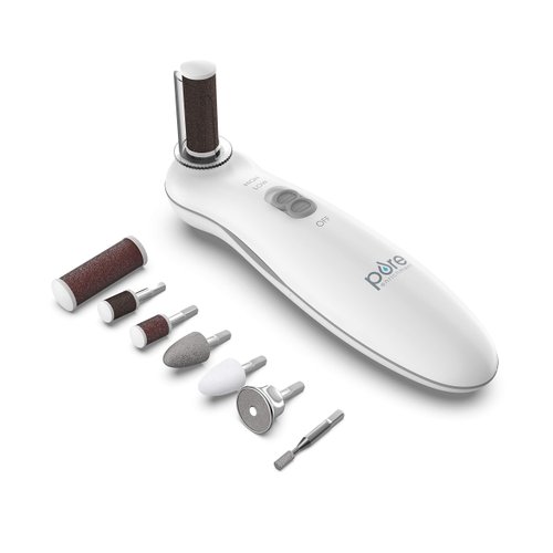 Pure Enrichment® PurePedi Deluxe 10-Piece at-Home Professional Manicure and Pedicure Electric Nail File Kit - Cordless Electric Nail Drill and Callus Remover Tool with Protective Cap