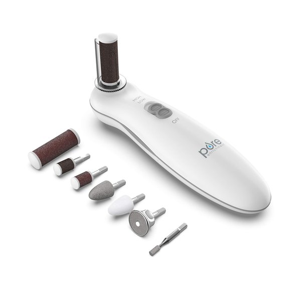 Pure Enrichment® PurePedi Deluxe 10-Piece at-Home Professional Manicure and Pedicure Electric Nail File Kit - Cordless Electric Nail Drill and Callus Remover Tool with Protective Cap