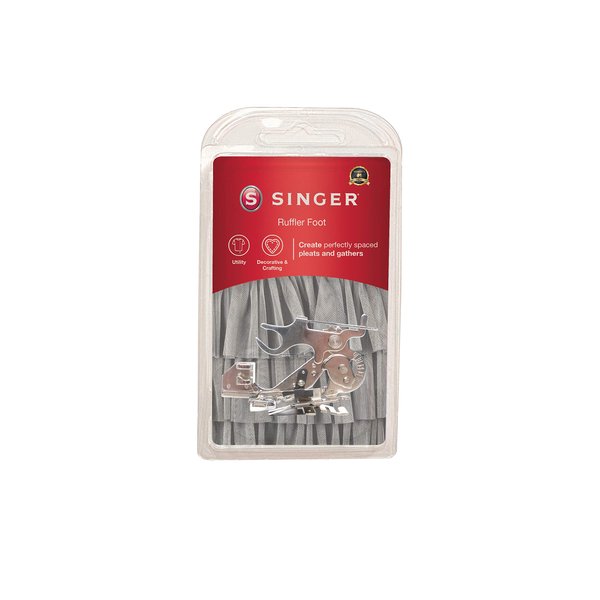 SINGER | Ruffler Attachment Presser Foot, Perfectly Spaced Pleats/Gathers, Easily Adjust Closeness & Depth, Light to Medium Fabrics - Sewing Made Easy, Silver