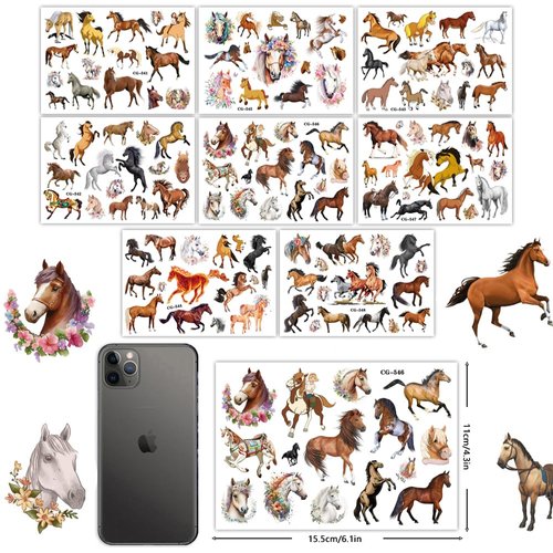 Horse Temporary Tattoos,10 Sheets Realistic Nature Wild Horse Birthday Party Decorations Waterproof Fake Tattoo Stickers for Kids Girls Birthday Gifts Party Favor Supplies
