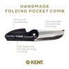 Kent 87T Graphite Handmade Folding Pocket Comb for Men, Fine Tooth Hair Comb Straightener for Everyday Grooming Styling Hair, Beard or Mustache, Saw Cut Hand Polished, Made in England