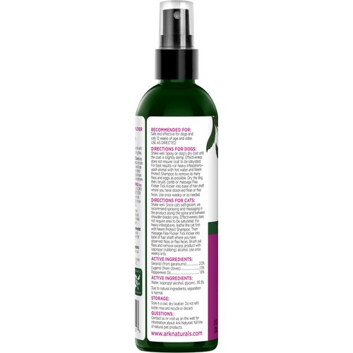 Ark Naturals Flea Flicker Tick Kicker Flea and Tick Repellent, for Cats and Dogs, Repels and Kills Fleas, Ticks, and Mosquitoes, Natural Botanical Formula, 8 oz. Bottle