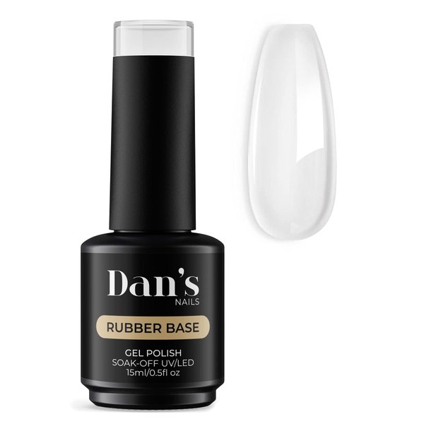Dan's Nails 15ml Clear Rubber Gel Base Coat for Nails | Soak off UV/LED Lamp, Long Lasting Professional Manicure