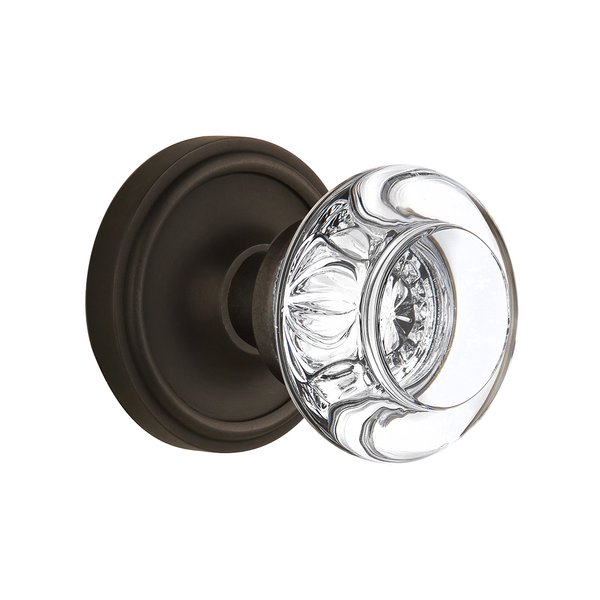 Nostalgic Warehouse 712299, Single Dummy, Oil Rubbed Bronze Classic Rosette with Round Clear Crystal Glass Knob