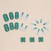 BABALAL Square Press on Nails Medium Green St Patricks Day Fake Nails White Shiny Glue on Nails 24Pcs Squoval Acrylic Nails for Women and Girls