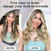 RECOOL Wire Hair Extensions Real Human Hair Balayage Chocolate Brown to Light Brown and Bleach Blonde Remy Invisible Wire Hair Extension Straight Clip in Hair Extensions 20 Inches