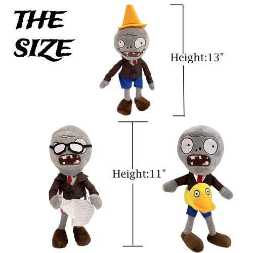 6Pcs Plants vs Zombies Plush Toys Zombie Sets,Ducky Newspaper Conehead Zombie,Sunflower Chomper Cherry Bomb Plant Soft Plants vs Zombies Toys PVZ Plush 1 2 for Birthday,Party,Halloween & Christmas