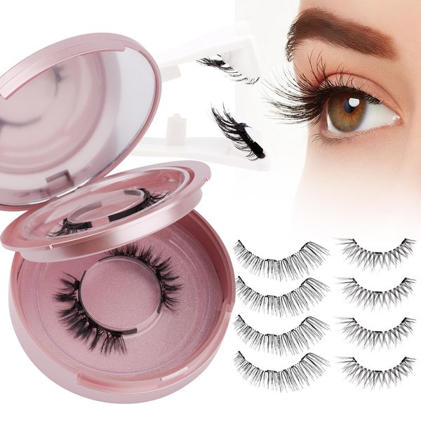 Magnetic Eyelashes with Applicator No Glue Lightweight Soft Magnetic Lashes Easy to Wear,2 Pairs of Different Natural Style Reusable Fluffy Magnetic Lashes Wispy by Wendy Lashes(K8/604)