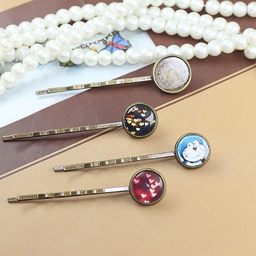 20 Pcs Hair Bobby Pins Hair Clips with Blank Round Tray Hair Pins Hairpin Cabochons Bases for DIY Crafts Silver