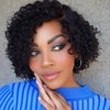 quickwig Human Hair Wigs Short Bob Curly Wig Lace Part Glueless Wigs Natural Wave African American Wigs for Black Women Natural Black Color