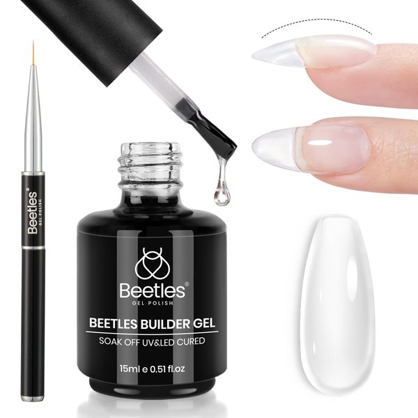 Beetles Builder Gel 7 in 1 Gel Polish 15ml Clear Builder Strengthener Gel with Detachable Liner Nail Brush for structure gel for nails Art Design Holiday Gift for Women