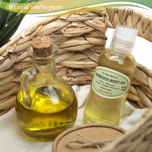 Dr Adorable - 4 oz - Burdock Root Oil - Infused 100% Pure Natural Organic for Skin Hair Nails