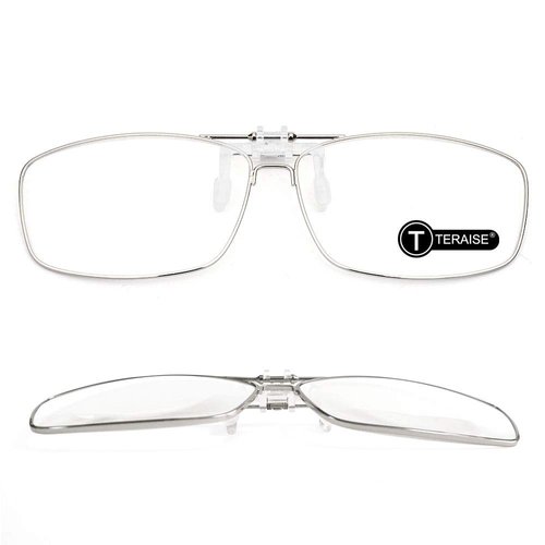 TERAISE Clip On Reading Glasses with Flip Up Function Metal full-Frame Clipped on prescription glasses Designed for myopia Fashion readers for men and women HD lens Portable glasses case(2.5X)