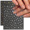 Star Nail Stickers for Nail Art, 6Pcs 3D Self-Adhesive Gold Silver Laser Stars Nail Art Stickers Shiny Crystal Design Star Sticker for Nails DIY Accessories Luxury Nail Decals Women Manicure Supplies