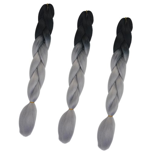 3 Packs 24 Inch Ombre Braiding Hair High Temperature Synthetic Fiber Hair Extensions for Women and Girl Fashions Hairstyle Braid Hair (M28)