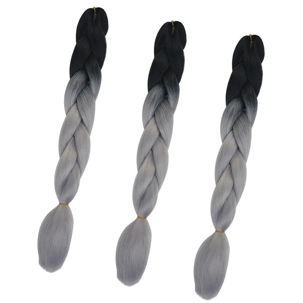 3 Packs 24 Inch Ombre Braiding Hair High Temperature Synthetic Fiber Hair Extensions for Women and Girl Fashions Hairstyle Braid Hair (M28)