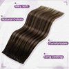 LaaVoo Micro Beaded Weft Hair Extensions Real Human Hair Balayage Darkest Brown Ombre Light Brown MicroBead Weft Hair Extensions Silky Straight Easy Weft Extensions Human Hair 16 Inch 50g