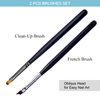 French Brush for Nails Oblique Head French Tip Nail Art Design Pen & Manicure Clean-Up Brushes UV Gel Acrylic Painting Drawing Pen Set,Black Handle & Fine Hair, NB113