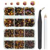 qiipii 3060PCS Golden Rose AB Resin Flatback Rhinestones Flatback Jelly Resin Rhinestones 2mm 3mm 4mm 5mm 6mm Non Hotfix Gems Stones Crystals Diamonds for Tumblers Mugs Bottles DIY Crafts Decoration
