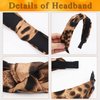 TOBATOBA Leopard Headband, 3Pcs Leopard Print Headbands for Women, Top Knot Headband for Women, Cheetah Print Headband Womens Knotted Headbands, Fashion Cute Headband Hair Accessories for Women Girls